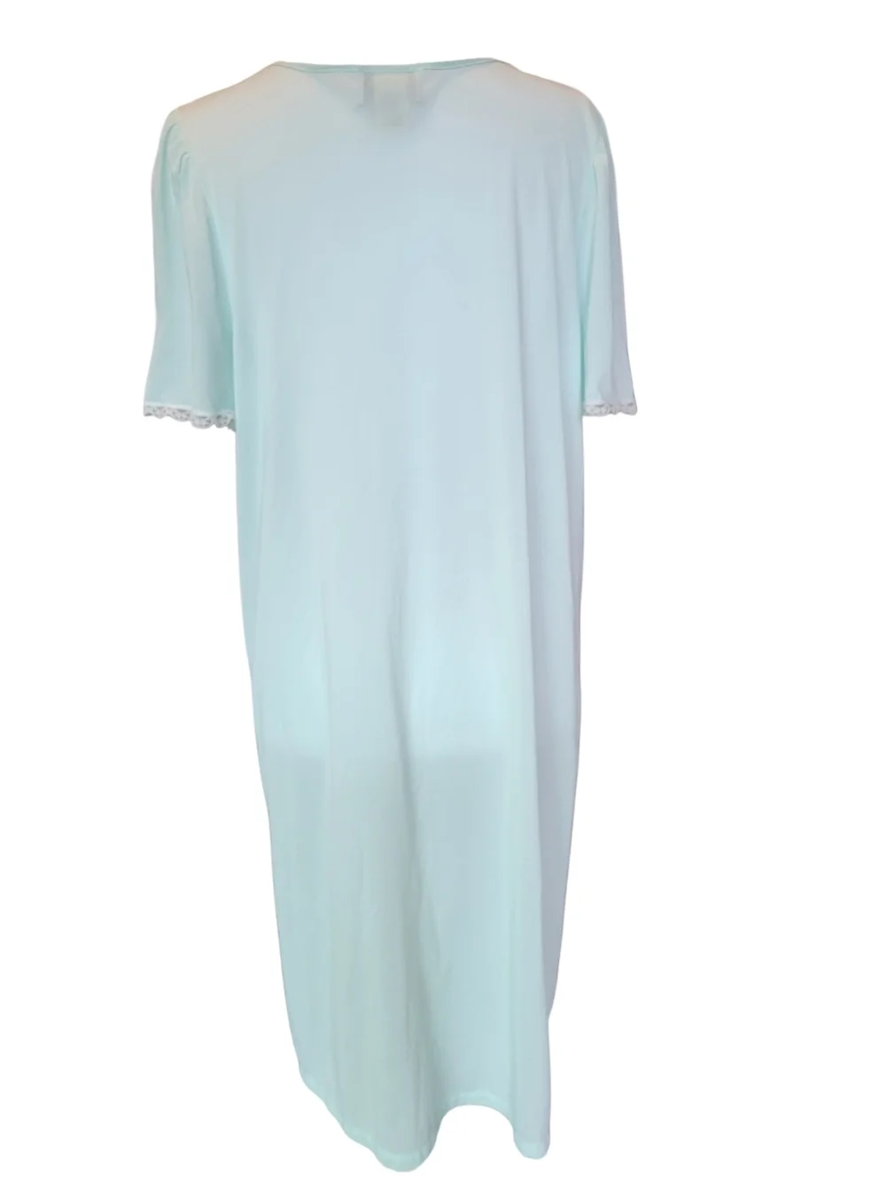 Vintage Amanda Stewart Blue Green Short Sleeve Square Neckline Nightgown